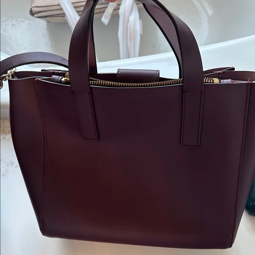 kate spade plum leather satchel with gold hardware - Picture 4 of 4